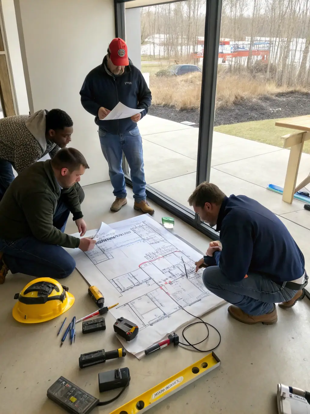 A group of AquaRidge engineers collaborating on a project, emphasizing the company's expertise and dedication to customer satisfaction.