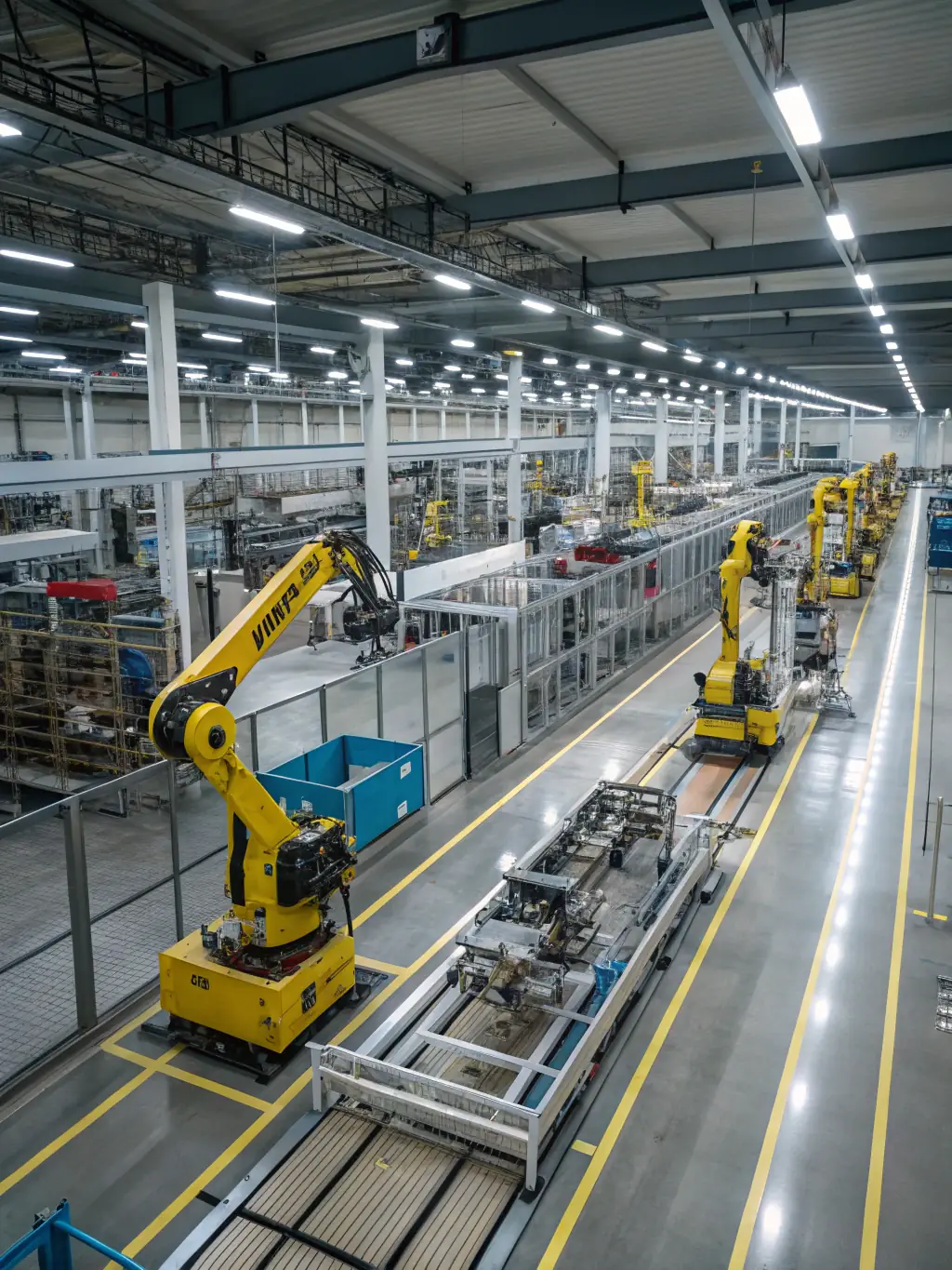 A panoramic view of the AquaRidge manufacturing floor, showing advanced CNC machines and quality control engineers inspecting sensor components under bright industrial lighting.